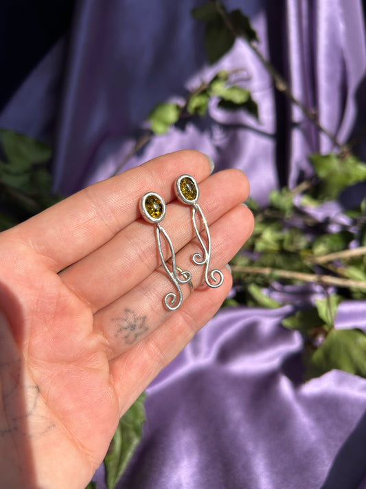 Amber swirl earrings