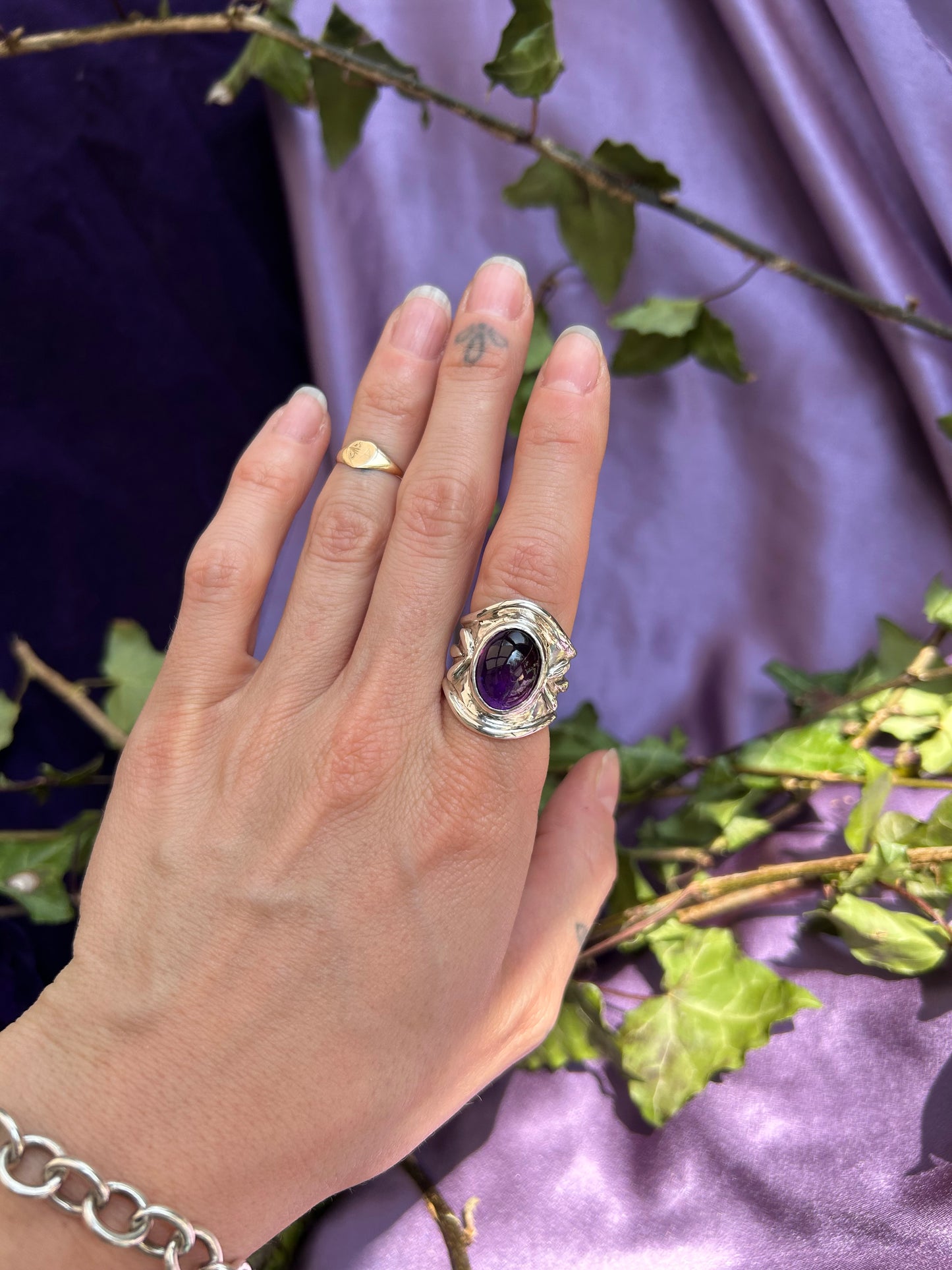 Amethyst Shield Ring
