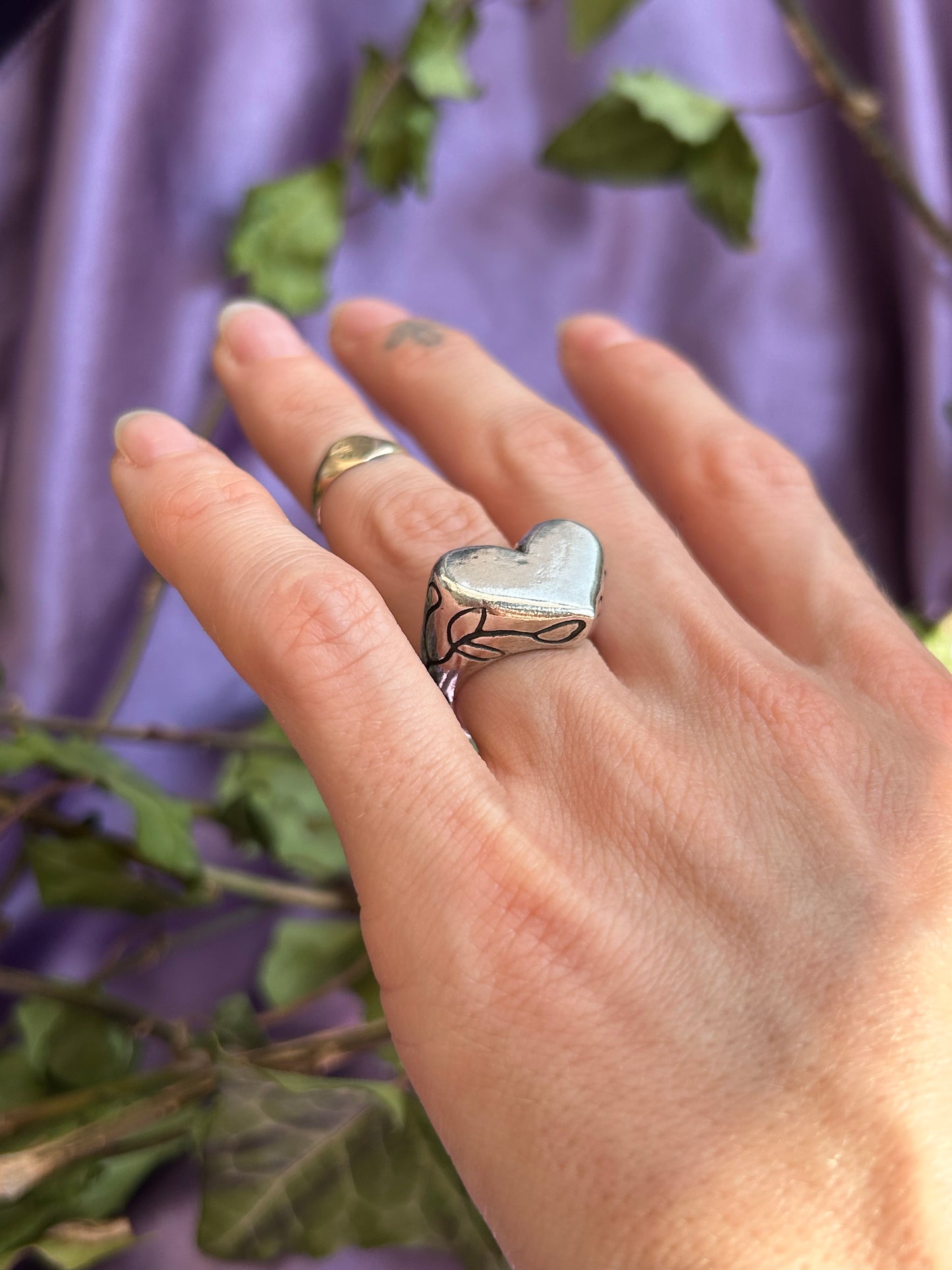 Chunky Heart Signet Ring