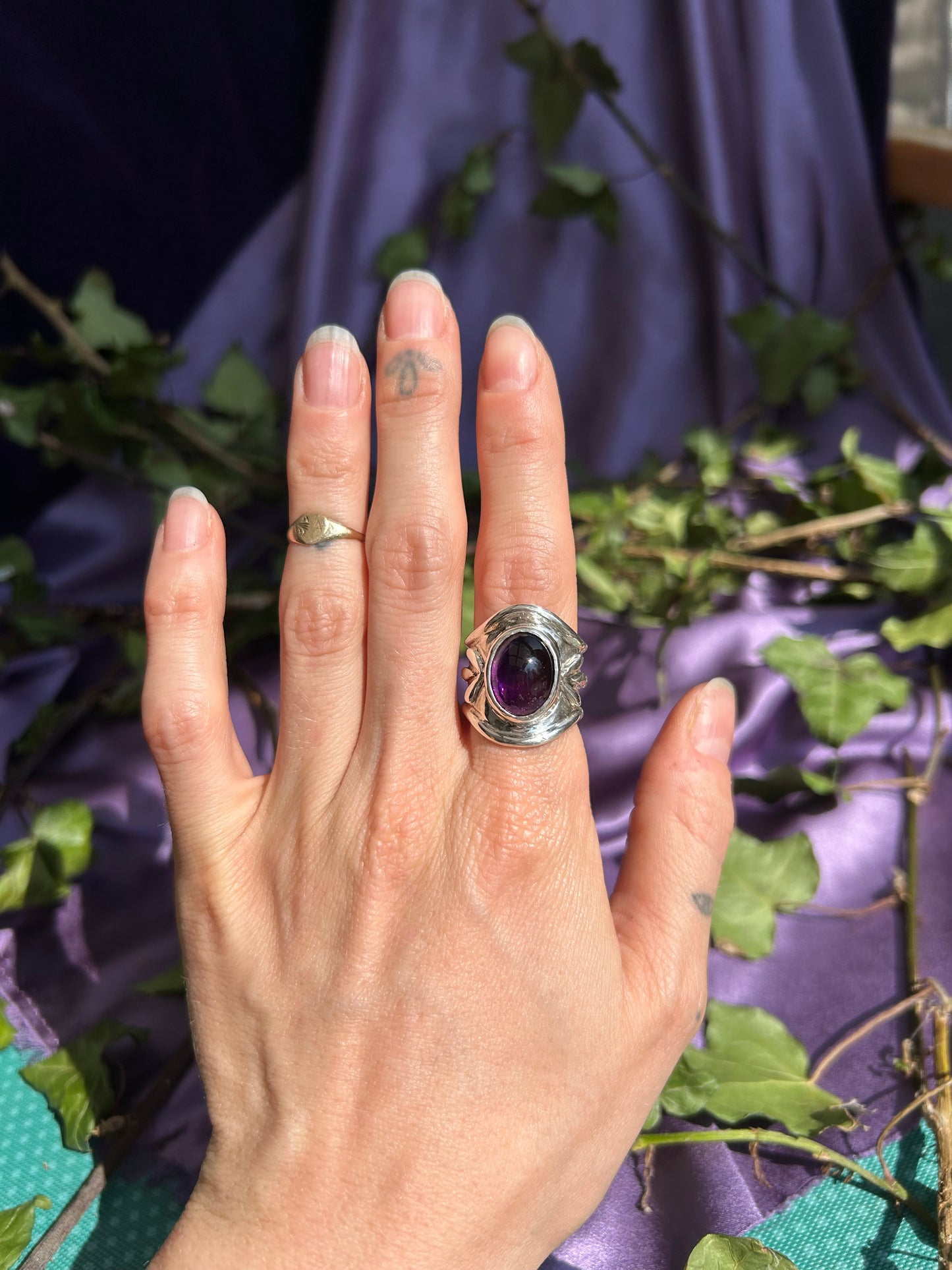 Amethyst Shield Ring