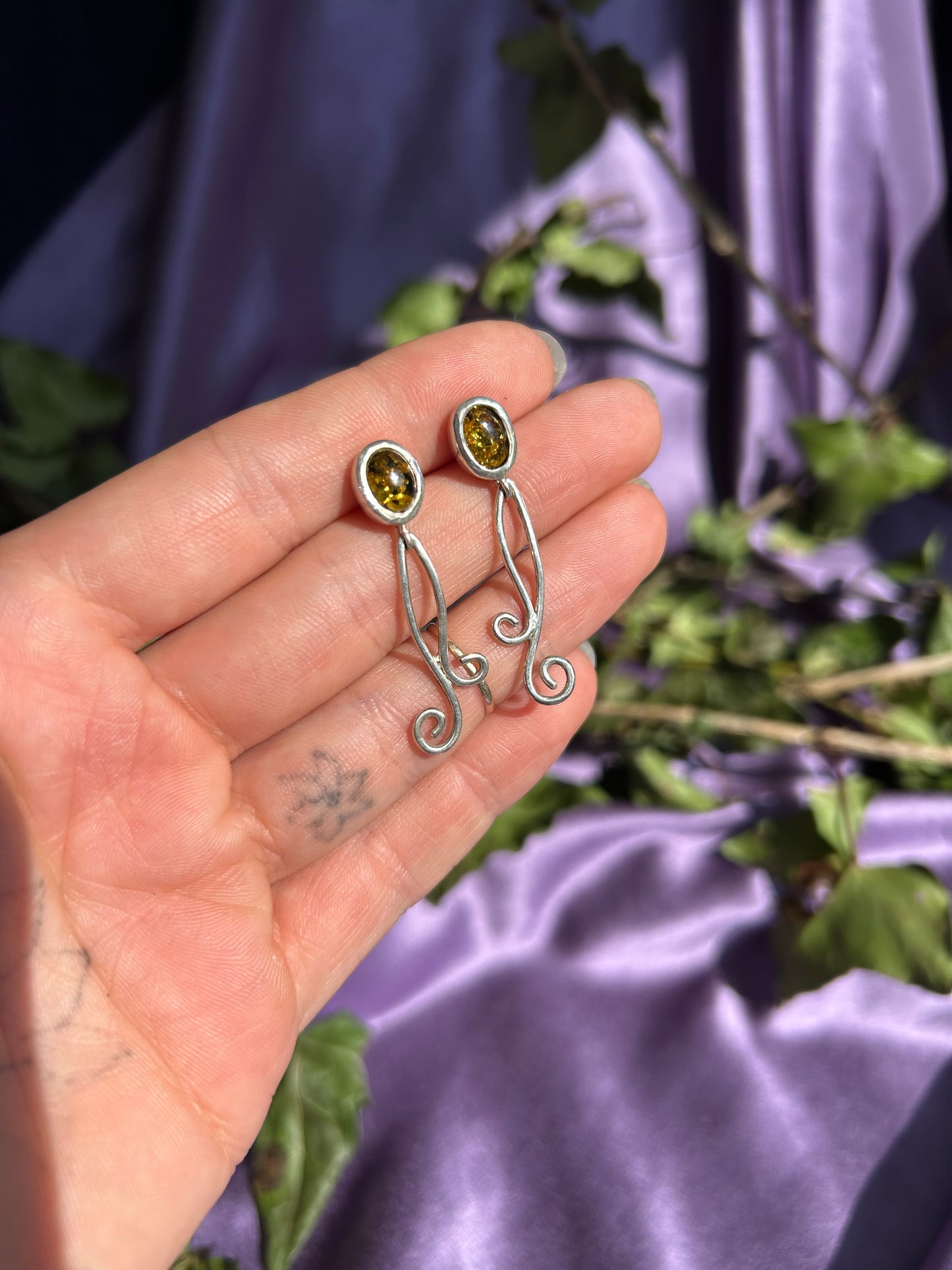 Amber swirl earrings