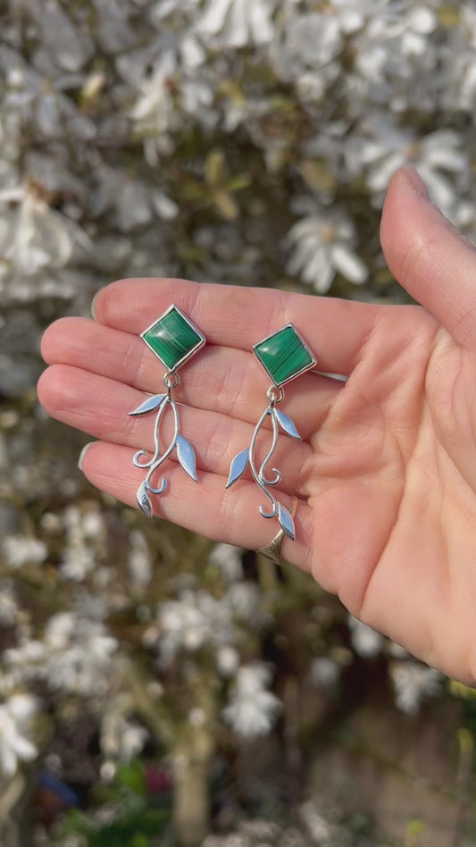 Malachite vine earrings