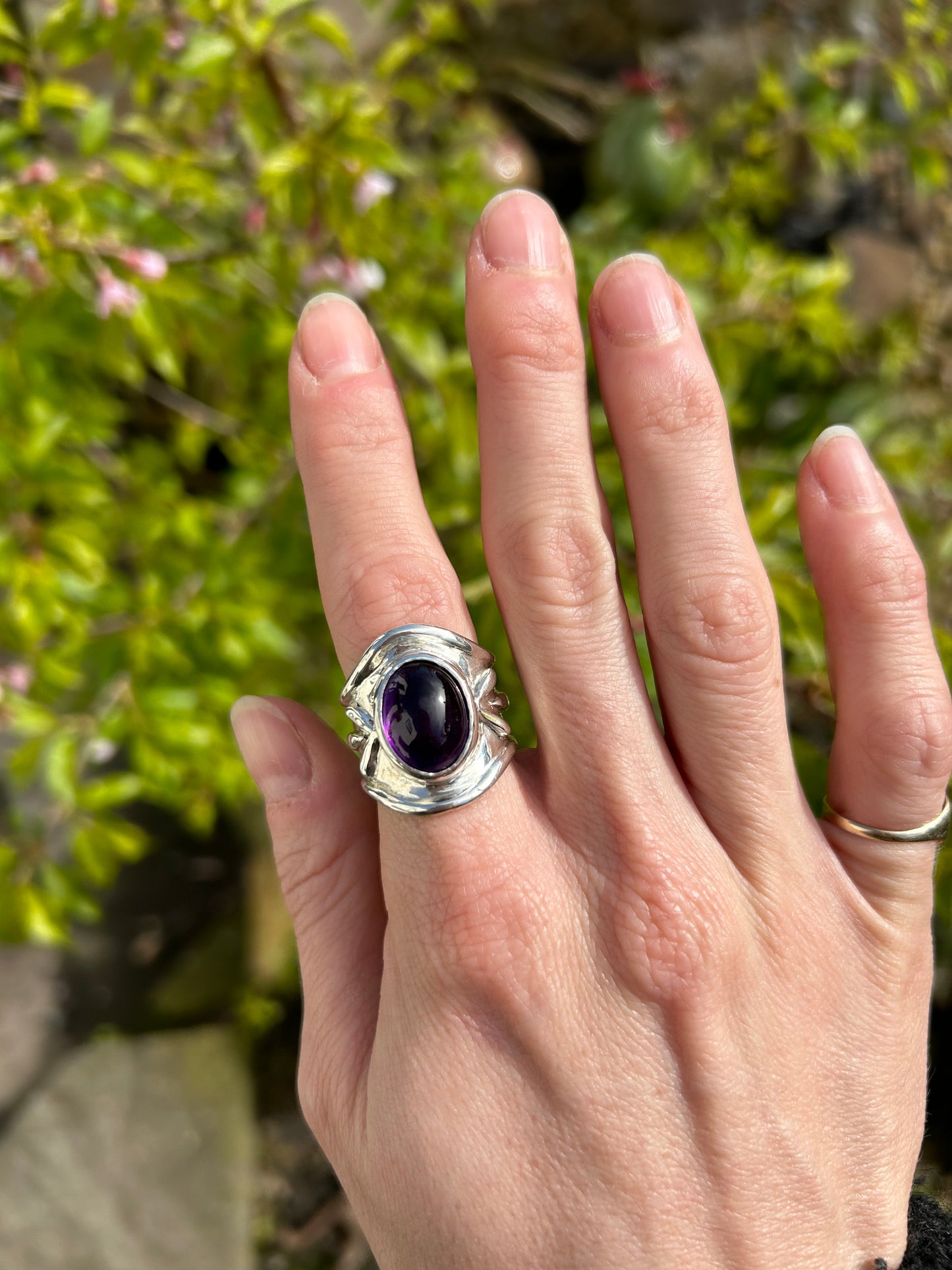 Amethyst shield ring - PLEASE READ INFO BEFORE PURCHASE