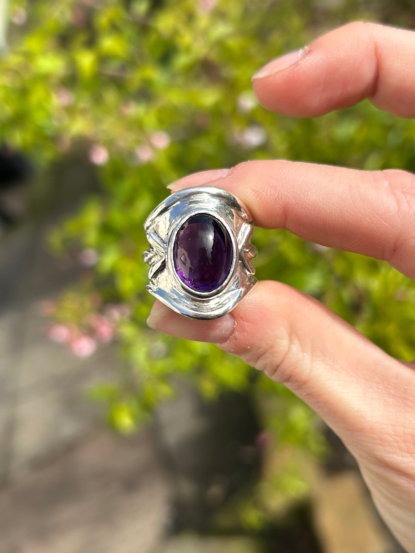 Amethyst shield ring - PLEASE READ INFO BEFORE PURCHASE