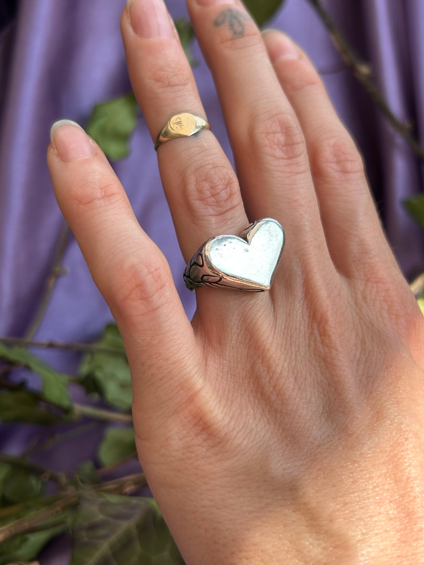 Chunky Heart Signet Ring