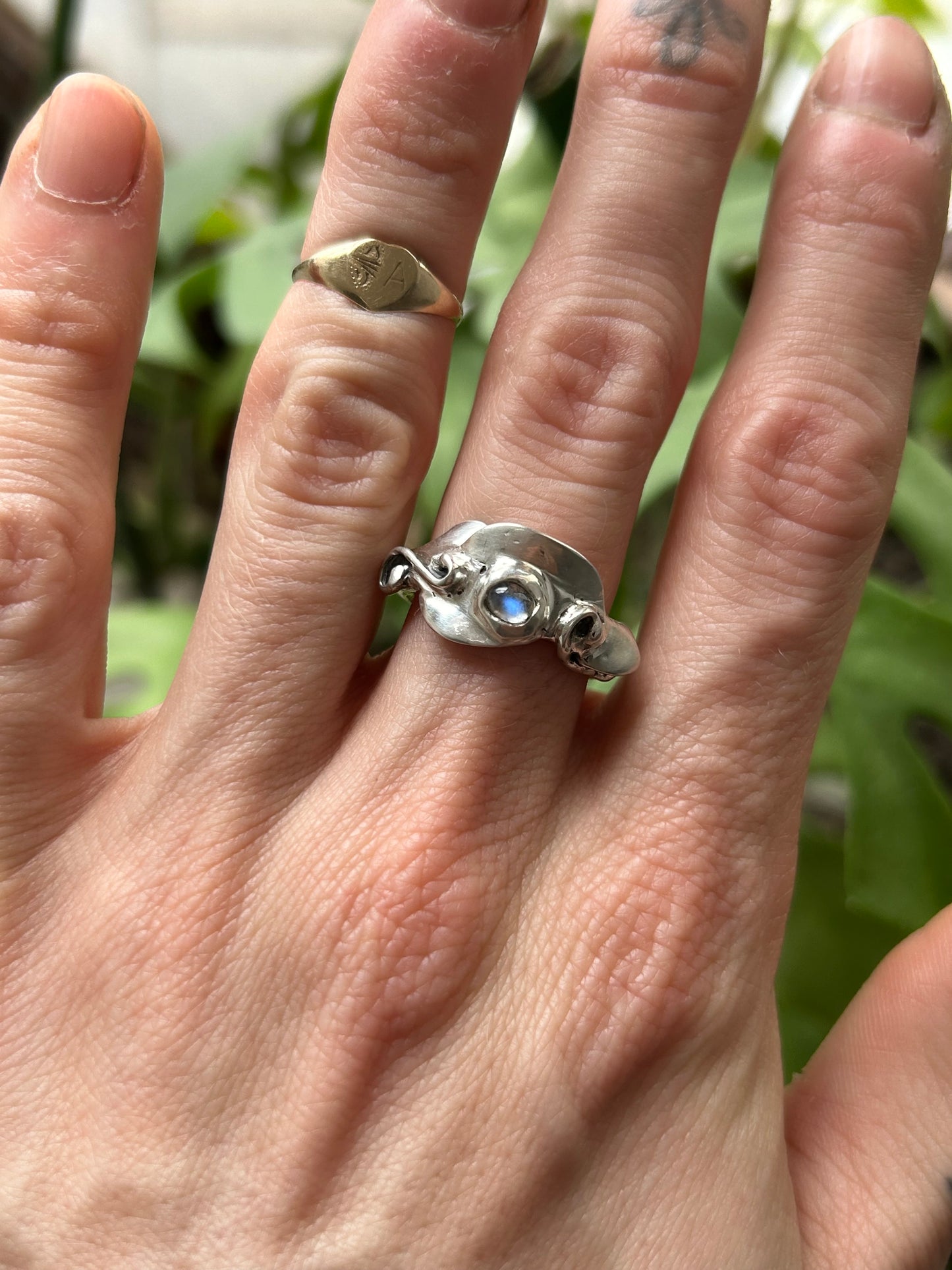 Mushrooms & Moonstone Ring