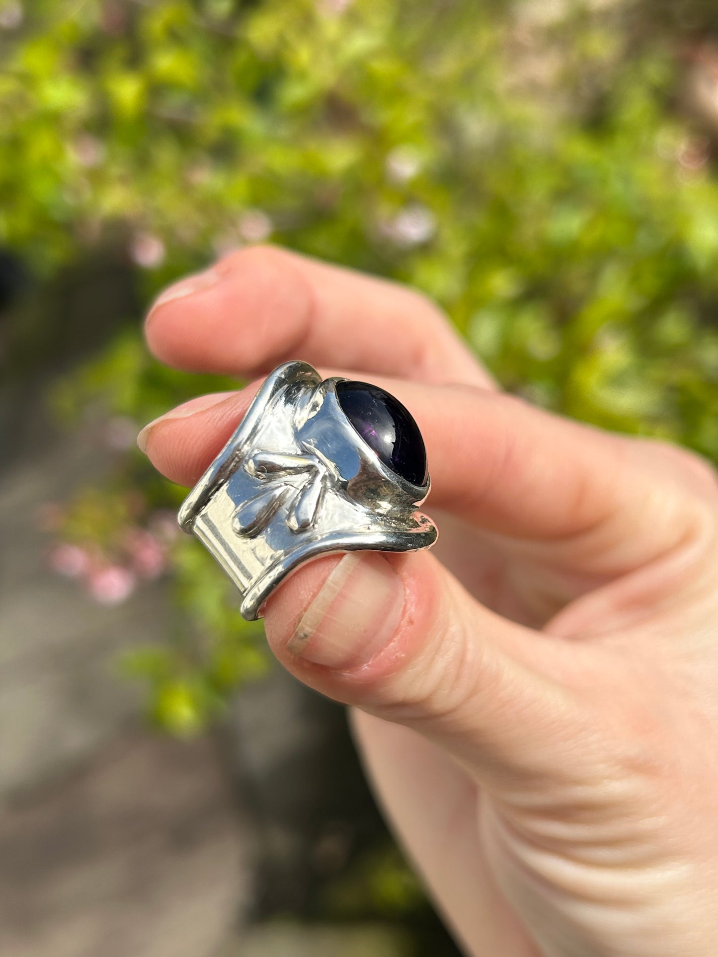 Amethyst shield ring - PLEASE READ INFO BEFORE PURCHASE